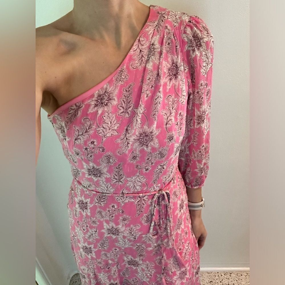 Taylor one shoulder midi dress pink floral 4 Easter